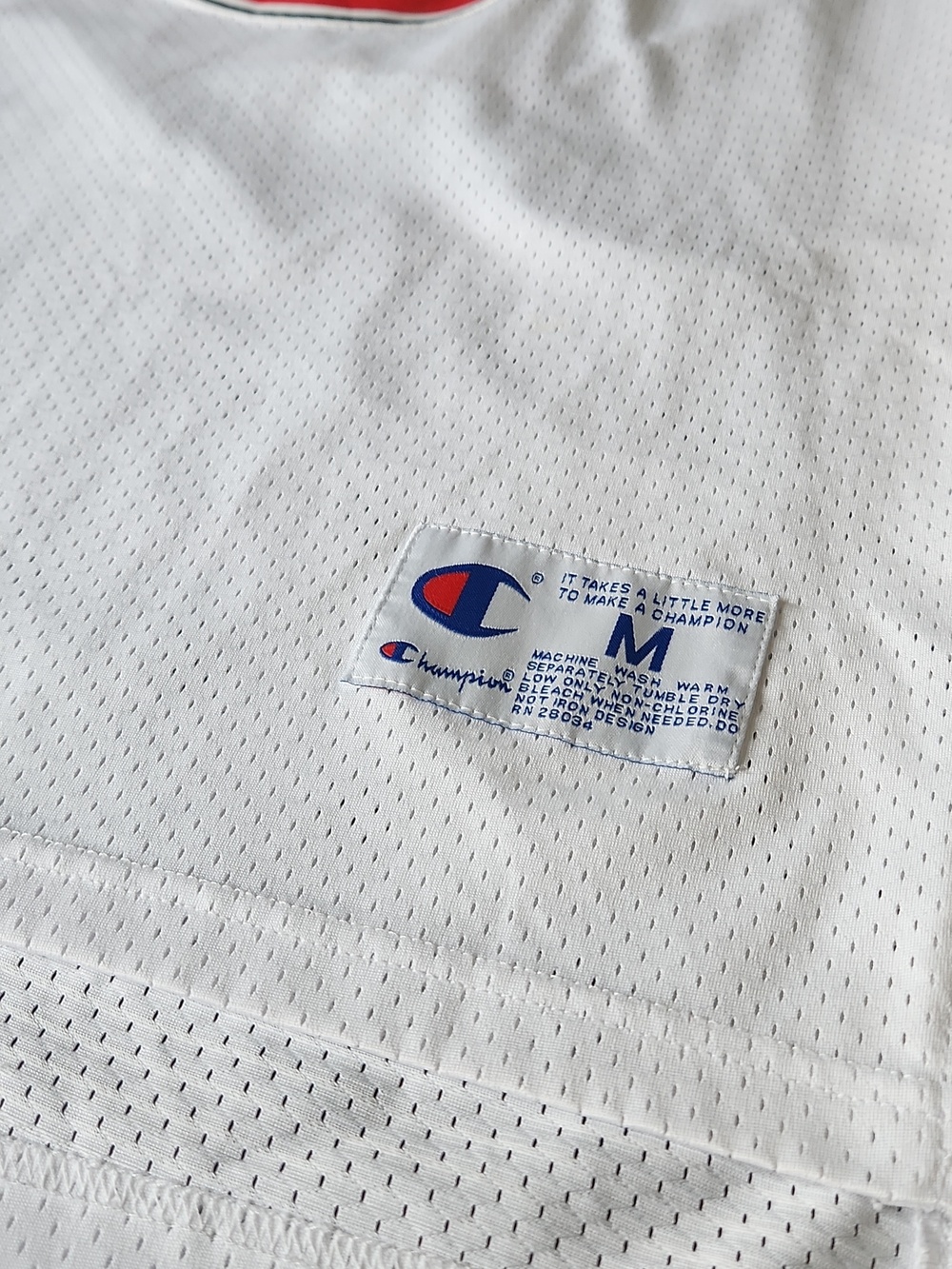 Champion White Tune Squad Basketball Jersey with Red & Blue Accents & JORDAN 23 - Picture 5 of 14